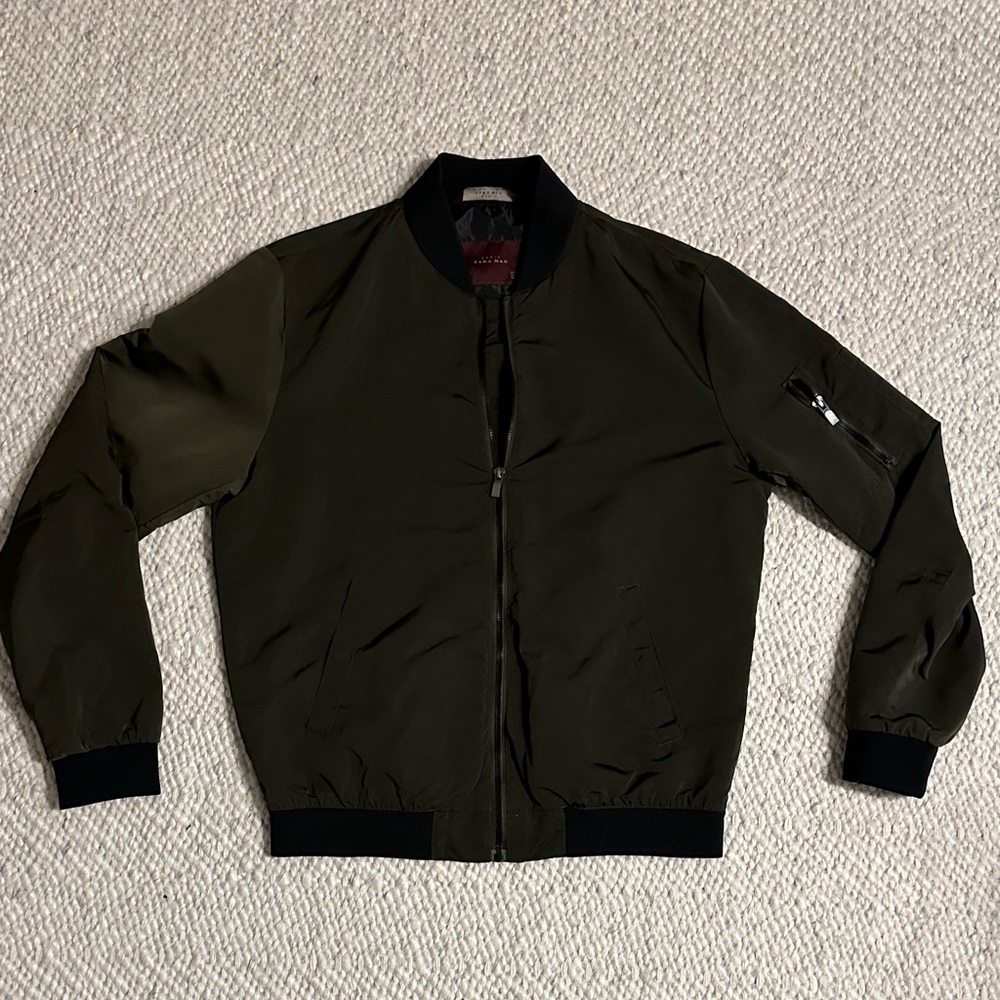 Zara Dark Green Bomber Jacket